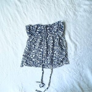 Blue and White Floral Top